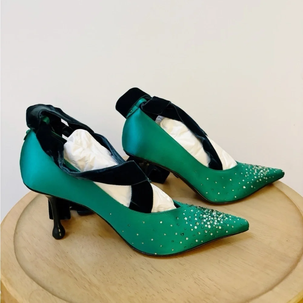 New Jimmy Choo x Sailor Moon Neptune 80 Satin Crystal Pump